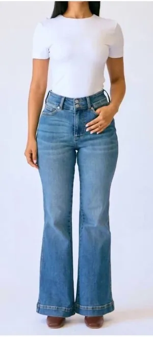 Judy Blue High Waist Petite Tummy Control Flare Jeans 11/30 Retro Hippie New thumbnail 1