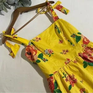 Chandler Henry Sundress Large Yellow Floral Tie Shoulder Midi Dress thumbnail 6