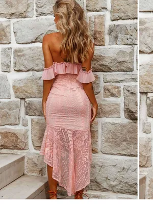 Selfie Leslie Blush Pink Off-Shoulder Ruffle High-Low Dress thumbnail 3