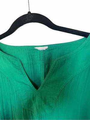 Green Gauze Belted Mini Dress Pockets Relaxed Fit Medium thumbnail 7