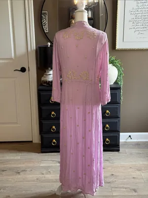 FREE PEOPLE Fable Lilac Blossom Embroidered Boho Gypsy Peasant Maxi Dress Large thumbnail 9