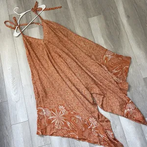 Free People Jumpsuit printed tie strap sleeveless harem womens Orange (medium) thumbnail 1