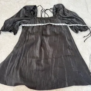 Free People Womens Grey Metallic Mara Puff Sleeve Dress S Emo Grunge Festival thumbnail 3