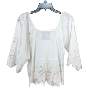 Damson Madder 100% Cotton White Pink Embroidered Floral Top Size UK 8 US 4 Small thumbnail 5