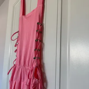 Barbiecore Pink Lace-Up Mini Dress 💕 Y2K Corset Style Side-Tie Stretch Sundress S/M thumbnail 4