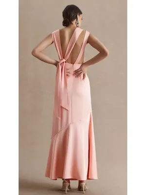 Significant Other Lana Maxi Dress in Parfait Pink, Size 4, Elegant Satin Evening thumbnail 3