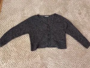 American Eagle Black And White Button Down Sweater thumbnail 3