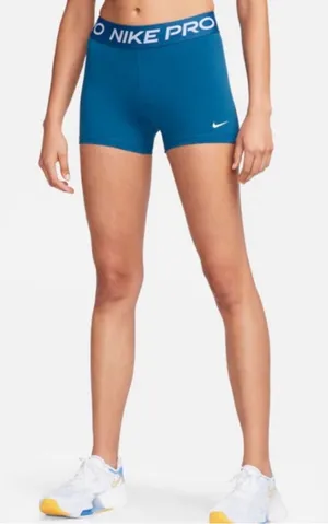 NEW Nike Pro Women's 3" Shorts Industrial Blue/White CZ9857-457 Size XXL 2XL thumbnail 1