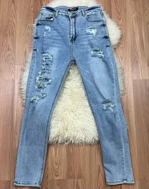 Blue B Buckle Light Wash Distressed High Waist Skinny Jeans L thumbnail 1