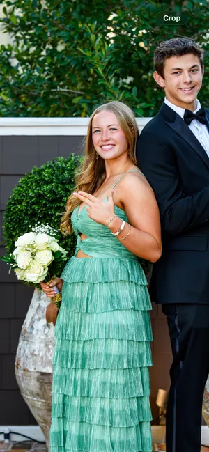 Dillard's Green sparkle prom formal dress thumbnail 4