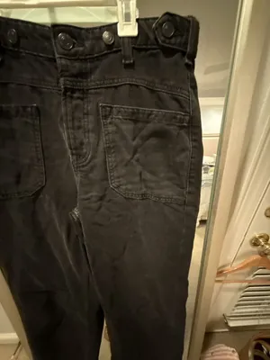 Free People Black High Rise Wide Leg Denim Trousers thumbnail 2