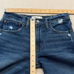 Abercrombie‎ & Fitch | Boyfriend Mid Rise Blue Jeans Distressed | Women's 26/2S thumbnail 4