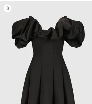 BNWT Mac Duggal Black Ruffle Off Shoulder Crepe Mini Dress Sz 4 thumbnail 2