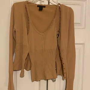 Guess Camel V-Neck Long Sleeve Knit Cardigan and Tank thumbnail 4