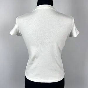John Galt Brandy Melville Baby Tee Women's Embroidered‎ Cropped Y2K White Small thumbnail 4