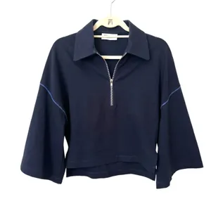 SAINTART Wide Sleeve Quarter Zip Sweatshirt‎ Navy Small thumbnail 1