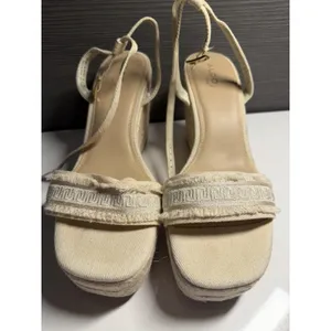 Aldo Sandals Womens Size 11 Espadrille Beige Ankle Strap Open Toe Wedge Heel C3 thumbnail 2