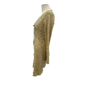Lisa Says Gah Lotta Long Sleeve Ribbed Space Dye‎ Minidress In Honeydew Size XS thumbnail 8
