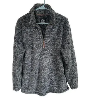 Alpine Sherpa women's M gray quarter zip pullover long sleeve zip up collared thumbnail 1