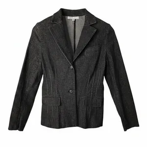 White House Black Market Dark Denim Blazer Fitted Jacket‎ Pintuck Pleated Coat thumbnail 1