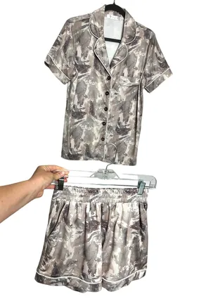 Moon Ryder Lounge Matching Set Small Button Up Top Shorts Pockets Pajama thumbnail 1