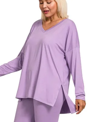 Zenana Outfitters NEW!Plus Size Lavender brushed soft microfiber loungewear set Size 2X thumbnail 4