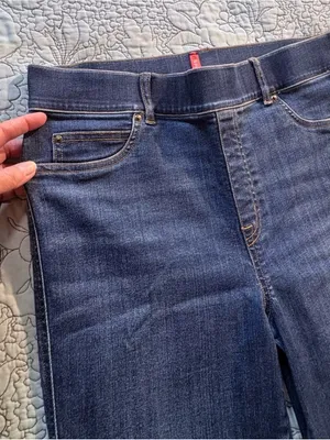 💥SPANX Pull On Flare Jeans Dark Wash High Rise Stretch Denim Size M🧡 thumbnail 8