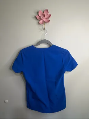 Figs V-Neck Scrub Top in Cobalt Blue thumbnail 3