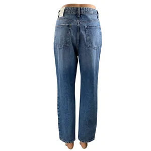 NEW Zara Women's Blue Distressed High Waisted Straight Leg Denim Jeans Size 4 thumbnail 3