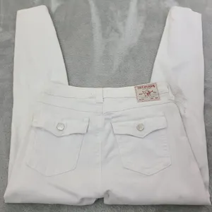 True Religion Jeans Women's 30 HALLE Mid Rise‎ Super Skinny White Denim thumbnail 11