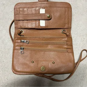 Lucky Brand Liza Convertible Wallet Crossbody Brown 100% Leather Pebbled thumbnail 4