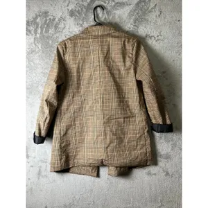 Petal +‎ Pup Plaid Double Breasted Blazer Brown Career Office Work Dark Academia thumbnail 3