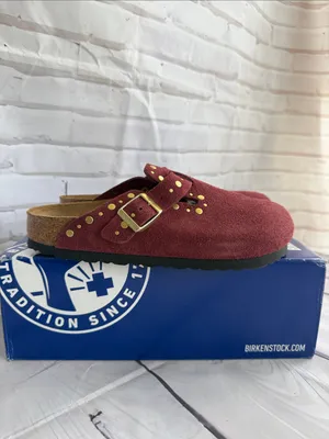 Birkenstock Boston Rivet Border Suede Clog in Zinfandel - US L7 M5 / EUR 38 thumbnail 5