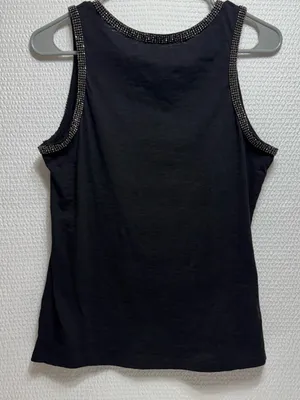 Sis sis Black Beaded Trim Tank Top large thumbnail 3