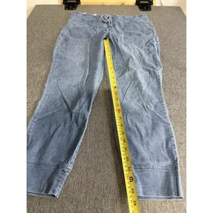 Level 99 Blue Denim Cargo Pants Women's Sz L Drawstring Elastic Waist Pockets thumbnail 4