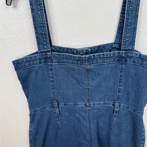 GAP Denim Overall Dress Womens Size L Medium Wash Blue Sleeveless Pockets thumbnail 6