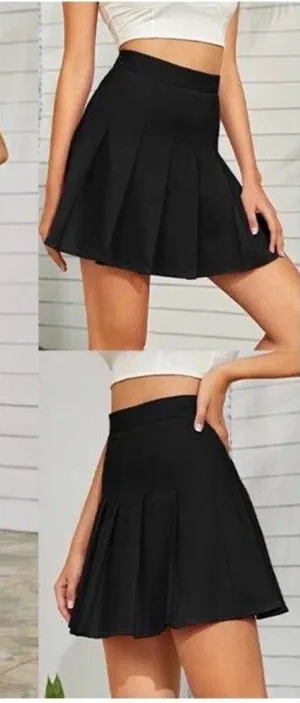 BCBGeneration Pleated School Girl Mini Skirt High Waisted Black Women's Size 0 thumbnail 1