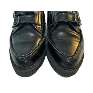 T.U.K Viva Mondo Cow Hair Leather Pointed Creeper Black Shoes Double Buckle 3/5 thumbnail 4