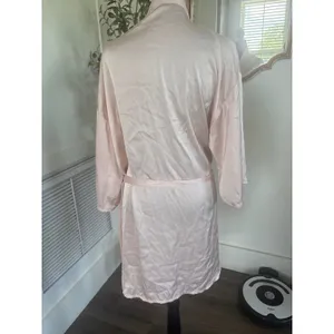 Azazie Womens Blush Pink Satin Wrap Robe Size Large Bridal Loungewear RN155143 thumbnail 3