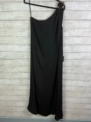 Lulu's Black One-Shoulder Maxi Skirt with High Side Slit Size Large thumbnail 3