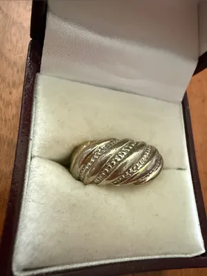 Vintage 14 KT GE Gold-Tone/Silver-Tone Ribbed Dome Ring Size 4 3/4 thumbnail 4
