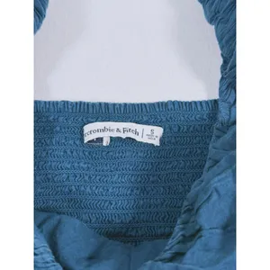 Abercrombie & Fitch Ruched Puff Sleeve Top S Blue Coquette Romantic Prep Cottage thumbnail 4