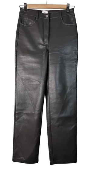Aritzia Wilfred Faux Leather Vegan Straight Leg Pants Charcoal‎ Grey Size 2 thumbnail 1
