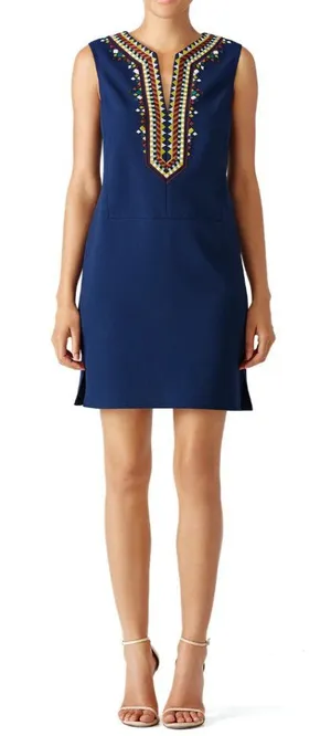 Tory Burch Sophia Embroidered Shift‎ Dress Boho Minimalist Resort Southwestern thumbnail 1