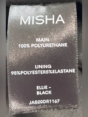 Misha ELLIE 4 Shiny Black Polyethylene Faux Leather Strapless Peplum Mini Dress thumbnail 6