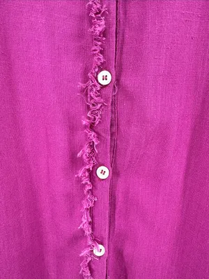 Umgee Fuchsia Button-Down Shirt with Frayed Placket XL oversized linen blend thumbnail 8