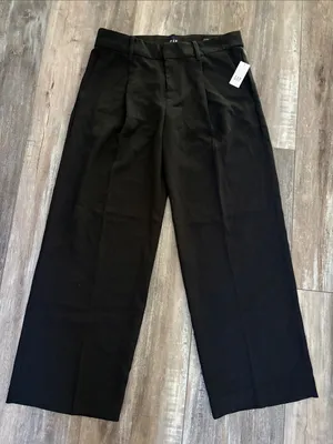 GAP Black Wide-Leg Low-Rise Easy Trousers Pleated Pants Size 2 NEW thumbnail 2