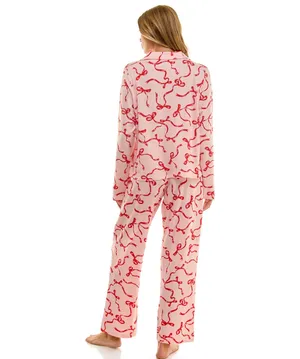 Sincerely Jules bow print cozy luxe pajama set size L thumbnail 2