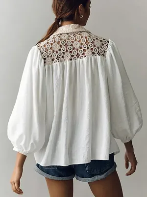 Mare Mare Ivory Embroidered Puff Sleeve Rouleau Cotton Buttondown Blouse Size S thumbnail 9
