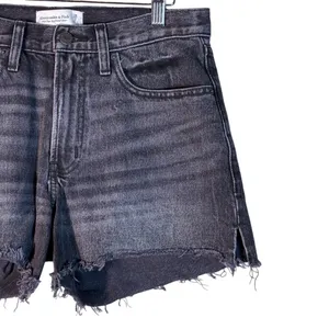 Abercrombie & Fitch Mid Rise Boyfriend Shorts Faded Black Denim Cutoff Size 2 thumbnail 3